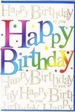 This joyful birthday card carries the same spirited feel as a cheerful get-together in a Hampton Hill home, where bright decorations and friendly laughter fill the room. Dominating the design, the words Happy Birthday appear in large, flowing letters that seem to dance across the card. Each letter is cloaked in a different colour drawn from a lively spectrum: deep berry tones shift softly into flamingo pink, citrus orange, warm yellow, grassy green and cooling blue, with gentle gradients giving the impression of movement and light. The overall effect is reminiscent of a carefully arranged rainbow display in a local Hampton Hill florist's window, inviting and full of optimism. Behind this central message lies a backdrop of glistening gold script, the phrase Happy Birthday to you written repeatedly in delicate, looping handwriting. The metallic ink sparkles subtly when the card is tilted, catching the light like tiny reflections on shopfronts along Hampton Hill's bustling high street on a sunny afternoon. This elegant script forms a textured-looking layer that enriches the design without overwhelming it, supporting the main greeting much like a soft musical harmony behind a solo voice. The card itself appears to have a smooth, refined finish, with the gold elements offering just a hint of tactile distinction. Altogether, the combination of bold colour, glowing metallic detail and thoughtful composition gives the card a sense of festive sophistication-a perfect finishing touch to accompany a hand-delivered birthday bouquet making its way to a doorstep anywhere in Hampton Hill.